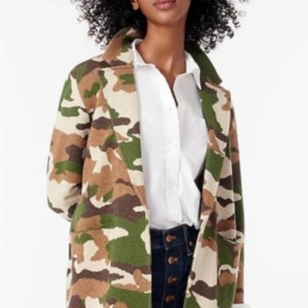 J.Crew Sophie Womens' Open-front Sweater Knit Blazer Cardigan Camouflage